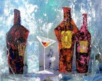 Bottles Wine - Lets Hang - Acrylic On Canvas